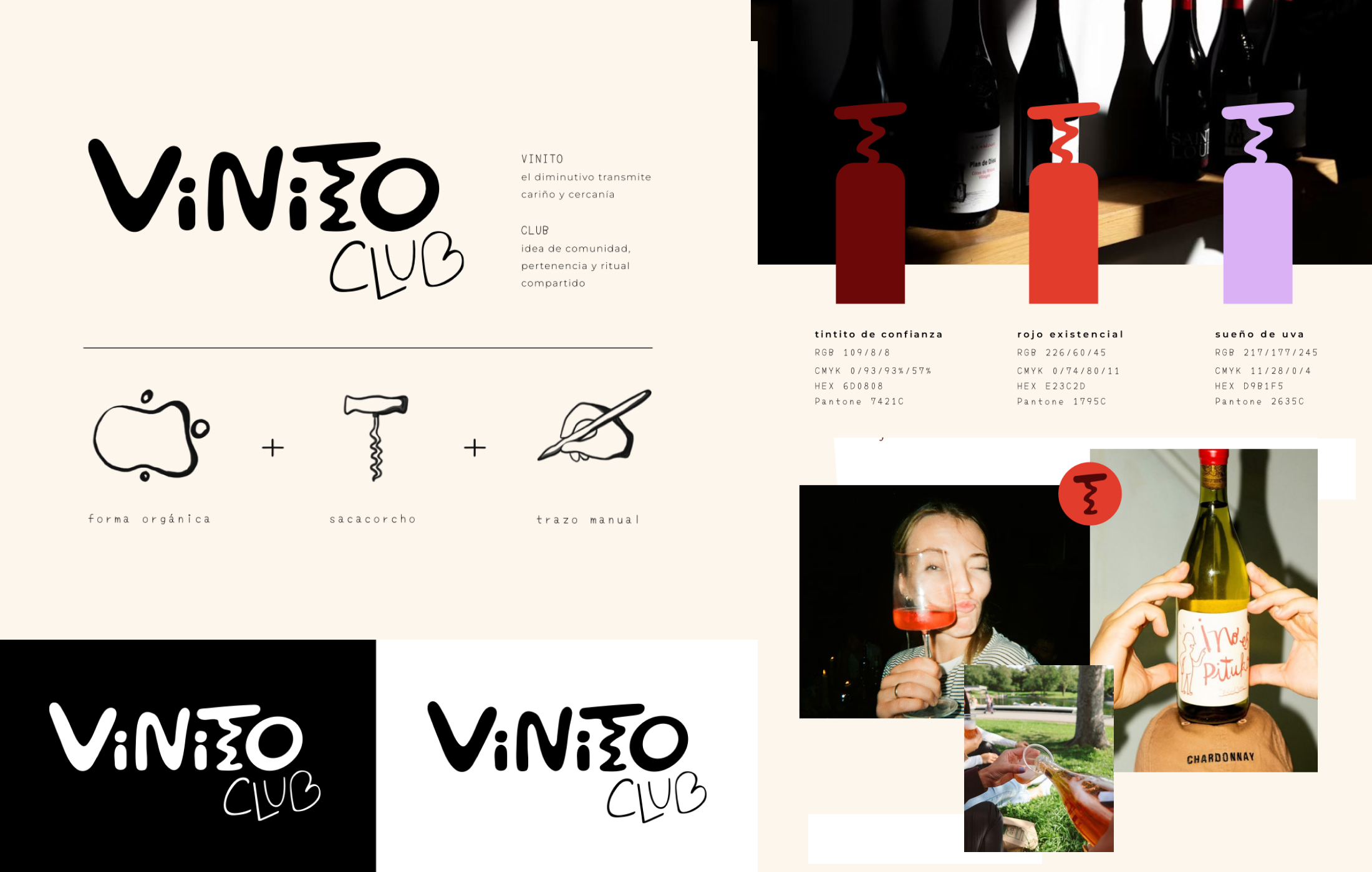 Vinito Club logo, marks, palette and brand story ingredients